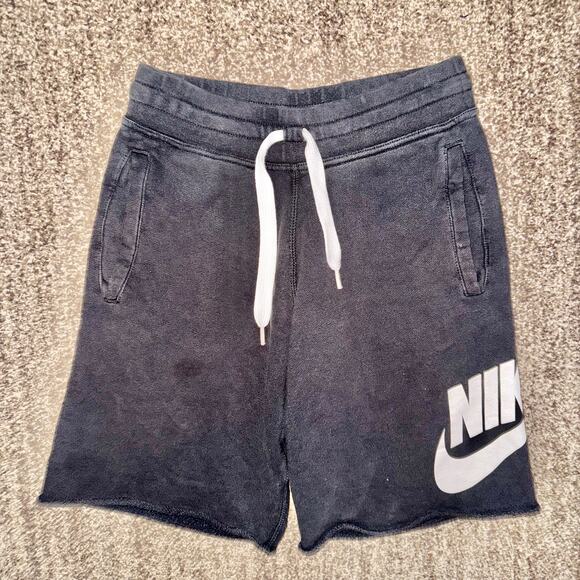 Nike Sportswear Big Swoosh Logo Cotton Shorts - Black/White Size Small - Picture 2 of 9